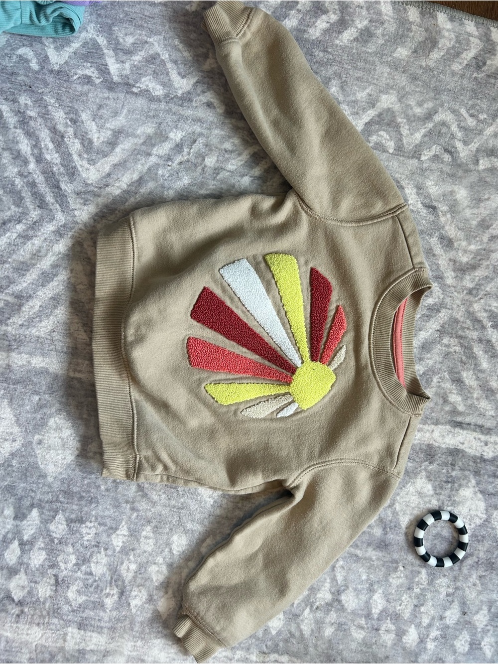 George Beige Sweatshirt with Yellow, Red, White Sunburst
